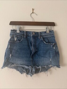 Abercrombie & Fitch Distressed Dark Blue Denim Shorts